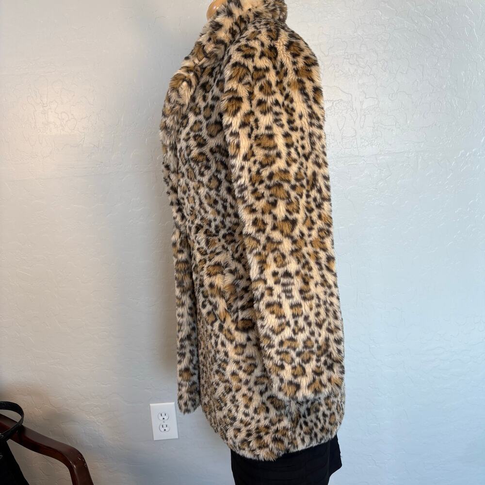 Charlotte Russe Leopard Print Faux Fur Longline Coat Mob Wife Maximalist Glam Sm - Picture 5 of 16
